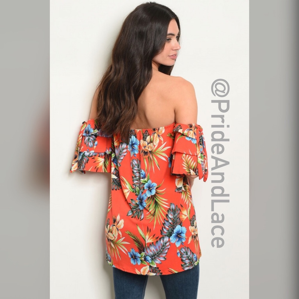 LAST 2️⃣ ❤️Red Floral Off The Shoulder Top❤️ - Picture 2 of 2